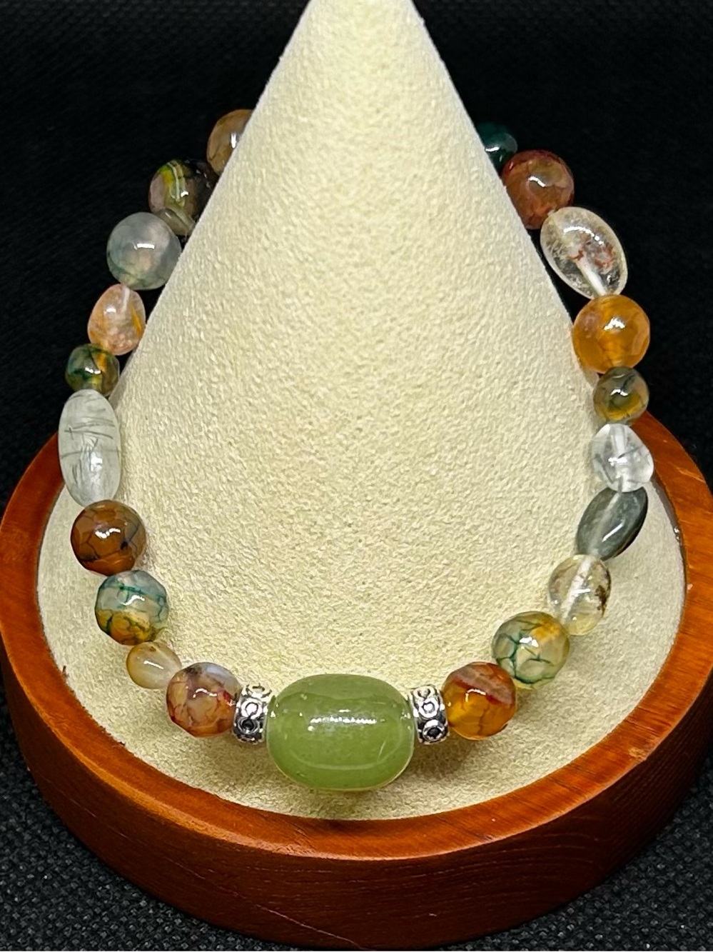 Handmade Green and Multicolor Agate Beaded Bracelet